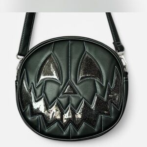 Halloween Jack-O'-Lantern Crossbody Bag in Black
